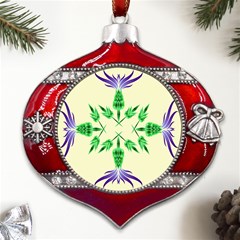 Thistle Flower Purple Thorny Flora Metal Snowflake And Bell Red Ornament