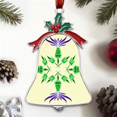 Thistle Flower Purple Thorny Flora Metal Holly Leaf Bell Ornament