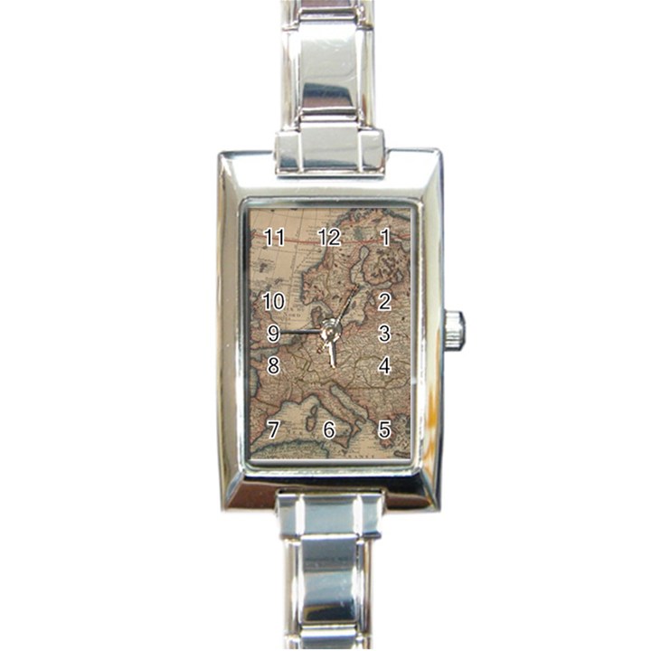 Old Vintage Classic Map Of Europe Rectangle Italian Charm Watch