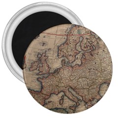 Old Vintage Classic Map Of Europe 3  Magnets by Paksenen