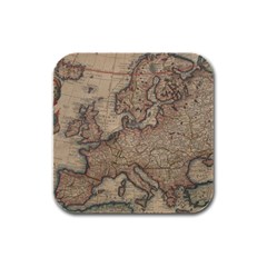 Old Vintage Classic Map Of Europe Rubber Square Coaster (4 Pack) by Paksenen