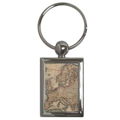 Old Vintage Classic Map Of Europe Key Chain (rectangle) by Paksenen