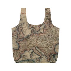 Old Vintage Classic Map Of Europe Full Print Recycle Bag (m) by Paksenen