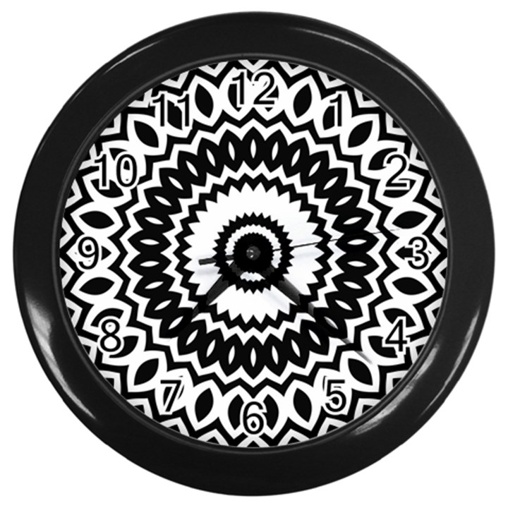 Circular Concentric Radial Symmetry Abstract Wall Clock (Black)