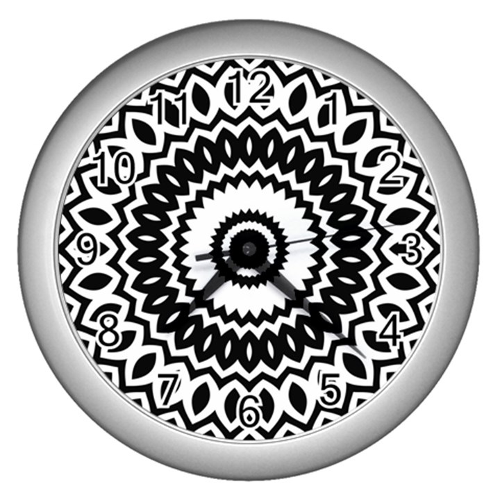 Circular Concentric Radial Symmetry Abstract Wall Clock (Silver)