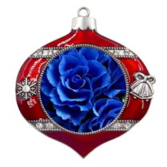 Roses Flowers Plant Romance Metal Snowflake And Bell Red Ornament