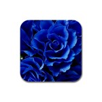 Blue Roses Flowers Plant Romance Blossom Bloom Nature Flora Petals Rubber Square Coaster (4 pack) Front