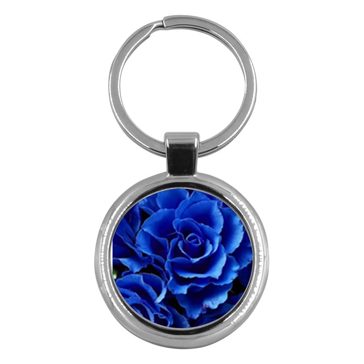 Blue Roses Flowers Plant Romance Blossom Bloom Nature Flora Petals Key Chain (Round)