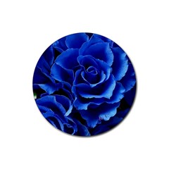 Blue Roses Flowers Plant Romance Blossom Bloom Nature Flora Petals Rubber Round Coaster (4 Pack) by Proyonanggan