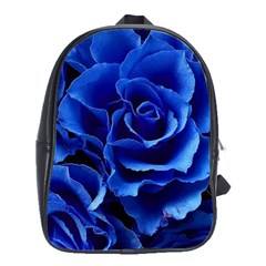 Blue Roses Flowers Plant Romance Blossom Bloom Nature Flora Petals School Bag (large) by Proyonanggan