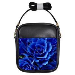 Blue Roses Flowers Plant Romance Blossom Bloom Nature Flora Petals Girls Sling Bag by Proyonanggan