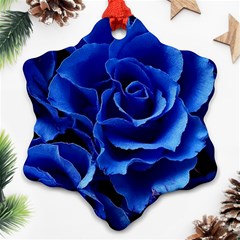 Blue Roses Flowers Plant Romance Blossom Bloom Nature Flora Petals Snowflake Ornament (two Sides)