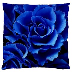 Blue Roses Flowers Plant Romance Blossom Bloom Nature Flora Petals Large Cushion Case (one Side) by Proyonanggan