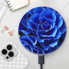 Blue Roses Flowers Plant Romance Blossom Bloom Nature Flora Petals Wireless Fast Charger(white) by Proyonanggan