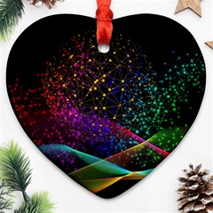 Particles Waves Line Multicoloured Ornament (heart)