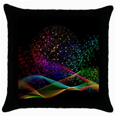 Particles Waves Line Multicoloured Throw Pillow Case (black) by Proyonanggan