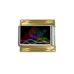 Particles Waves Line Multicoloured Gold Trim Italian Charm (9mm) by Proyonanggan