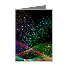 Particles Waves Line Multicoloured Mini Greeting Card by Proyonanggan