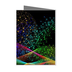 Particles Waves Line Multicoloured Mini Greeting Cards (pkg Of 8)