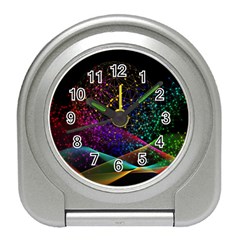 Particles Waves Line Multicoloured Travel Alarm Clock by Proyonanggan