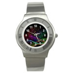 Particles Waves Line Multicoloured Stainless Steel Watch Front