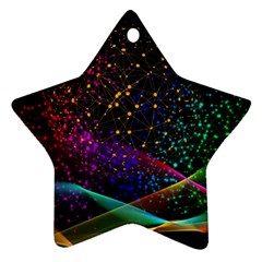 Particles Waves Line Multicoloured Star Ornament (two Sides)