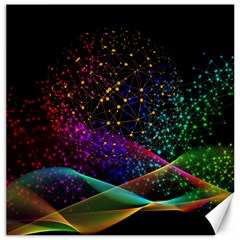 Particles Waves Line Multicoloured Canvas 16  X 16  by Proyonanggan