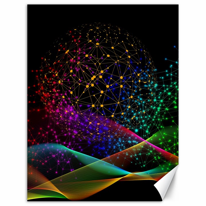 Particles Waves Line Multicoloured Canvas 18  x 24 