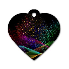 Particles Waves Line Multicoloured Dog Tag Heart (two Sides) by Proyonanggan