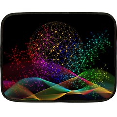 Particles Waves Line Multicoloured Two Sides Fleece Blanket (mini) by Proyonanggan