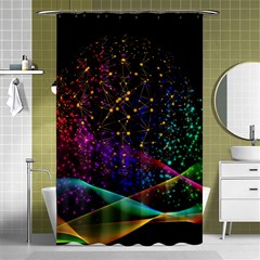 Particles Waves Line Multicoloured Shower Curtain 48  X 72  (small)  by Proyonanggan