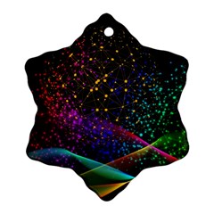 Particles Waves Line Multicoloured Snowflake Ornament (two Sides) by Proyonanggan