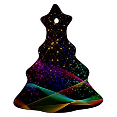 Particles Waves Line Multicoloured Christmas Tree Ornament (two Sides)