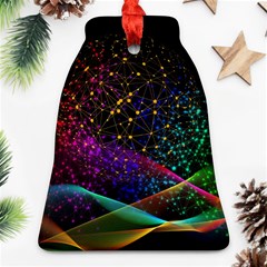 Particles Waves Line Multicoloured Bell Ornament (two Sides)