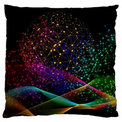 Particles Waves Line Multicoloured Large Cushion Case (two Sides) by Proyonanggan