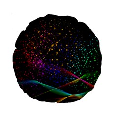 Particles Waves Line Multicoloured Standard 15  Premium Round Cushions by Proyonanggan