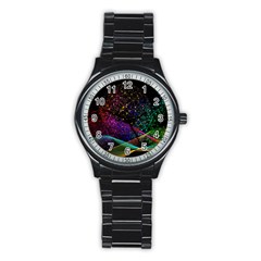 Particles Waves Line Multicoloured Stainless Steel Round Watch by Proyonanggan