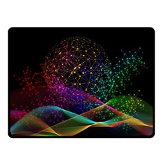 Particles Waves Line Multicoloured Two Sides Fleece Blanket (small) by Proyonanggan