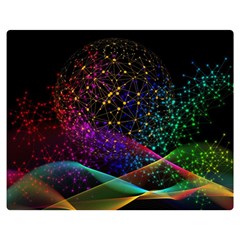 Particles Waves Line Multicoloured Two Sides Premium Plush Fleece Blanket (teen Size) by Proyonanggan