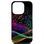 Particles Waves Line Multicoloured iPhone 14 Pro Black UV Print Case Front