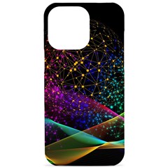 Particles Waves Line Multicoloured Iphone 15 Pro Max Black Uv Print Pc Hardshell Case by Proyonanggan