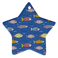 Sea Fish Blue Submarine Animal Ornament (star) by Proyonanggan