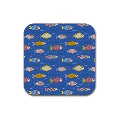 Sea Fish Blue Submarine Animal Rubber Coaster (square) by Proyonanggan