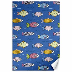 Sea Fish Blue Submarine Animal Canvas 12  X 18  by Proyonanggan