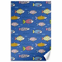 Sea Fish Blue Submarine Animal Canvas 24  X 36  by Proyonanggan