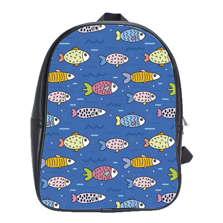 Sea Fish Blue Submarine Animal School Bag (Large)