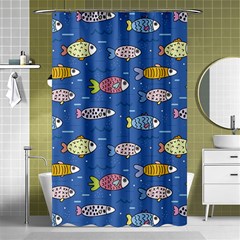 Sea Fish Blue Submarine Animal Shower Curtain 48  X 72  (small)  by Proyonanggan