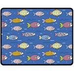 Sea Fish Blue Submarine Animal Two Sides Fleece Blanket (Medium) 58.8 x47.4  Blanket Front