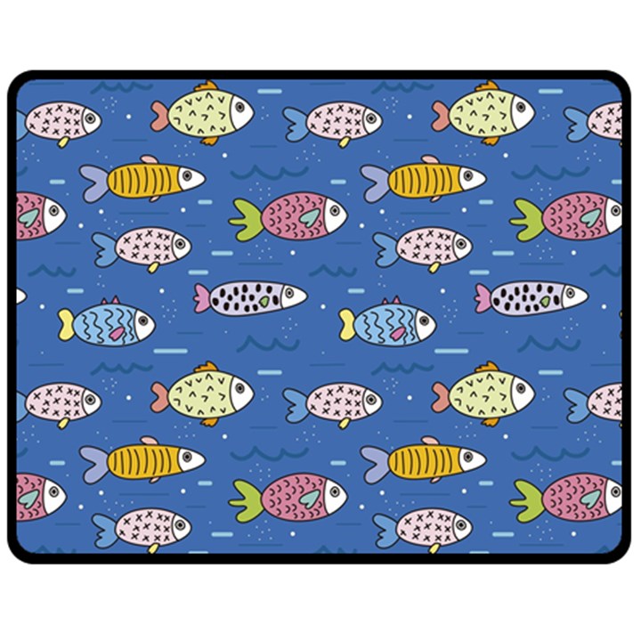 Sea Fish Blue Submarine Animal Two Sides Fleece Blanket (Medium)