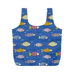 Sea Fish Blue Submarine Animal Full Print Recycle Bag (m) by Proyonanggan